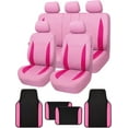thumbnail image 1 of Flying Banner Combo Pack car seat Covers car Floor mats and Steering Wheel Cover car Truck SUV (Seat Covers + Floor mats, Pink), 1 of 11