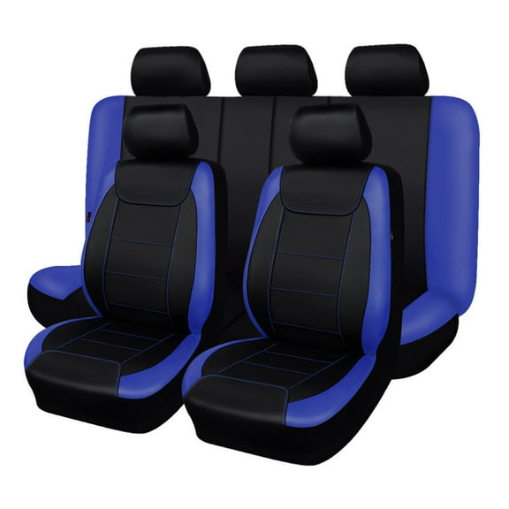 Flying Banner Full Set Deluxe Automotive Leather Universal Car Seat Covers Interior Covers car SUV pick up Blue