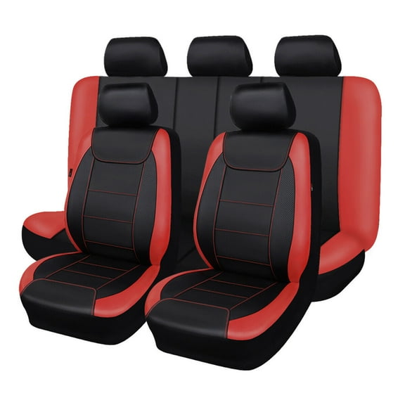 Flying Banner Full Set Deluxe Automotive Leather Universal Car Seat Covers Interior Covers car SUV pick up Red