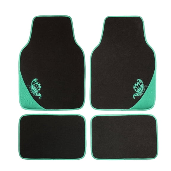 Flying Banner Rubble Back Carpet Non-Slip car Mats Automotive Floor Mats Fits Most Cars 4 Pieces set SUV Pick Up Mint Green