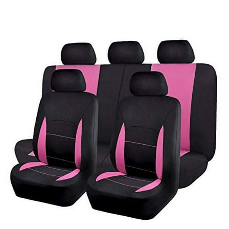Flying Banner Universal Automotive Full Set Car Seat Covers Polyester pink and black