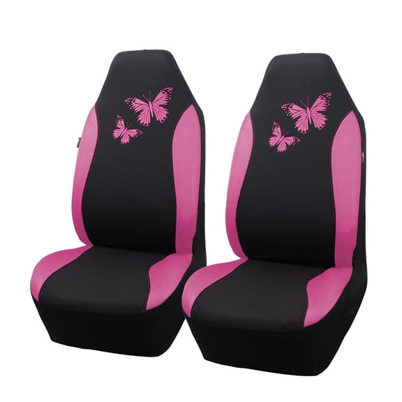 Flying Banner Universal Car Seat Covers Butterfly Front Pair High back Pink