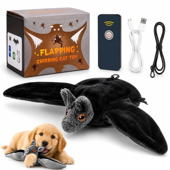 Flying Bat Dog Toy, 2027 New Interactive Flying Bat Toy for Dogs with Flapping Wings, Realistic Flight Motion and Chirping Sound, Indoor Chase Toy for Exercise, Play and Boredom Relief