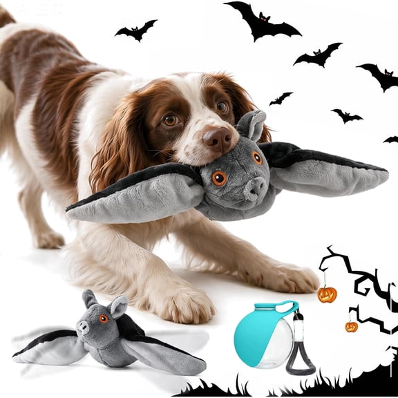Flying Bat Dog Toy, Flapping Bat Dog Toy with Chirping Sounds, Interactive Rechargeable Flap Bat Toy for Dogs Cats, Hanging & Wand Play, 1PC
