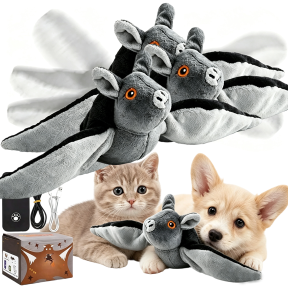 Flying Bat Dog Toy,Flapping Bird Interactive,Cute Flapping Wings Electric Teasing Interactive Chirping Bird Toys with Flappingwings