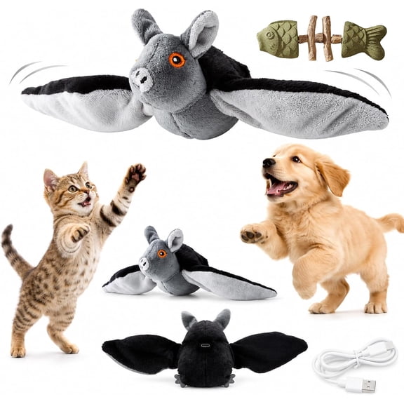 Flying Bat Dog Toy, Flapping Wing Interactive Toy For Dogs & Cats (1) | Flapping Wings; Chirping Sound; Motion-Activated; For Interactive Play & Exercise