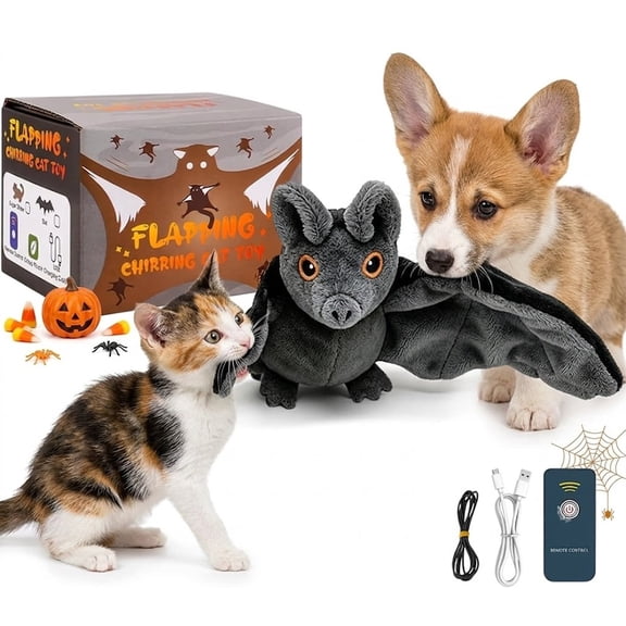 Flying Bat Dog Toy, USB Rechargeable Flapping Wings Interactive Plush Teaser, Fun Flying Bat Toy for Dogs, Cats, and Active Indoor Pets