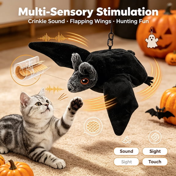 Flying Bat Dog toy, Rechargeable Flapping Bat with Remote Controller, Halloween Decoration for Family Present, YMMB