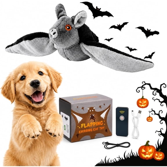 Flying Bat, Flying Bat Dog Toy with Flapping Wings and Chirping Sounds for Dogs and Indoor Cats