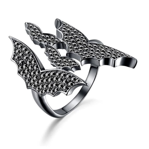 Flying Bat Statement Ring for Women Black Cz Ginger Lyne Collection