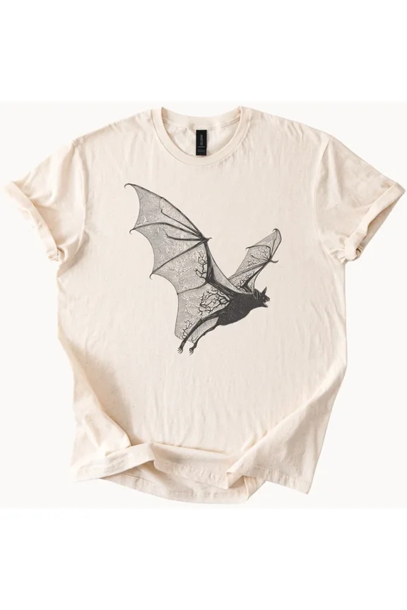 Flying Bat Tshirt Graphic Tee Unique Bat Design Top Size S-5Xl Heygategoo Tee