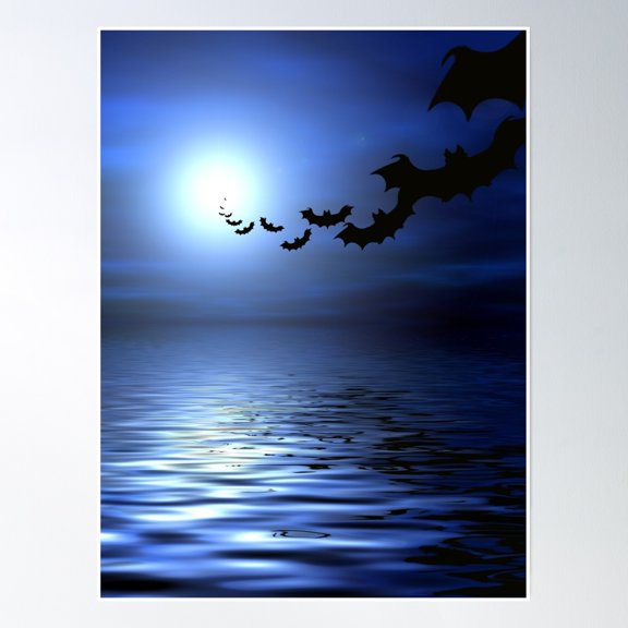 Flying Bats Poster Wall Art, Modern Wall Decor, 24x36 UNFRAMED