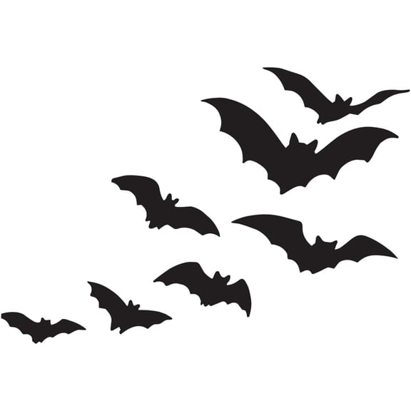 Flying Bats Silhouette Vinyl Sticker, Gothic Halloween Decal for Rearview Mirror, Laptop, Water Bottle, and Car Window, Spooky Dark Decor (1.3" x 2")