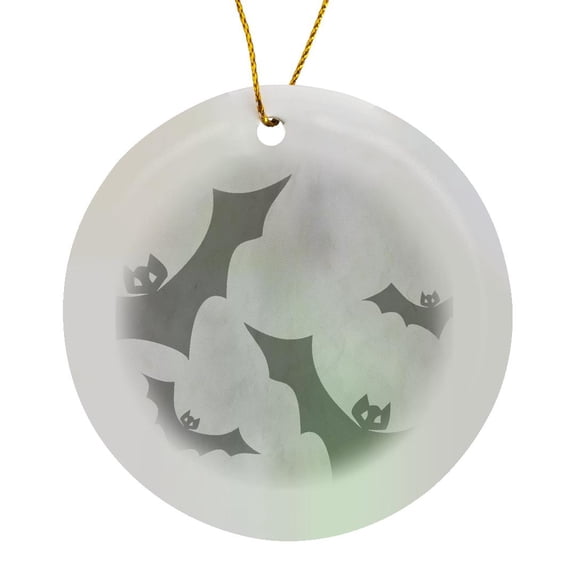 3drose, Flying Bats - Spooky Creatures - Fun Art, Circle Porcelain Ornament