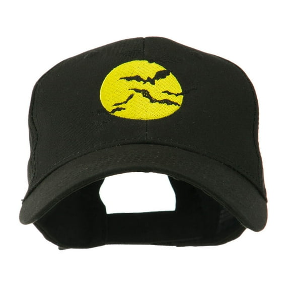 Flying Bats with Moon Embroidered Cap - Black OSFM
