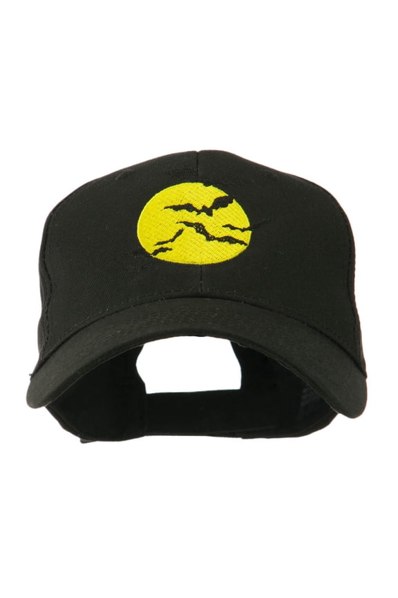 Flying Bats with Moon Embroidered Cap - Black OSFM