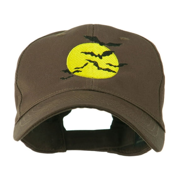 Flying Bats with Moon Embroidered Cap - Brown OSFM