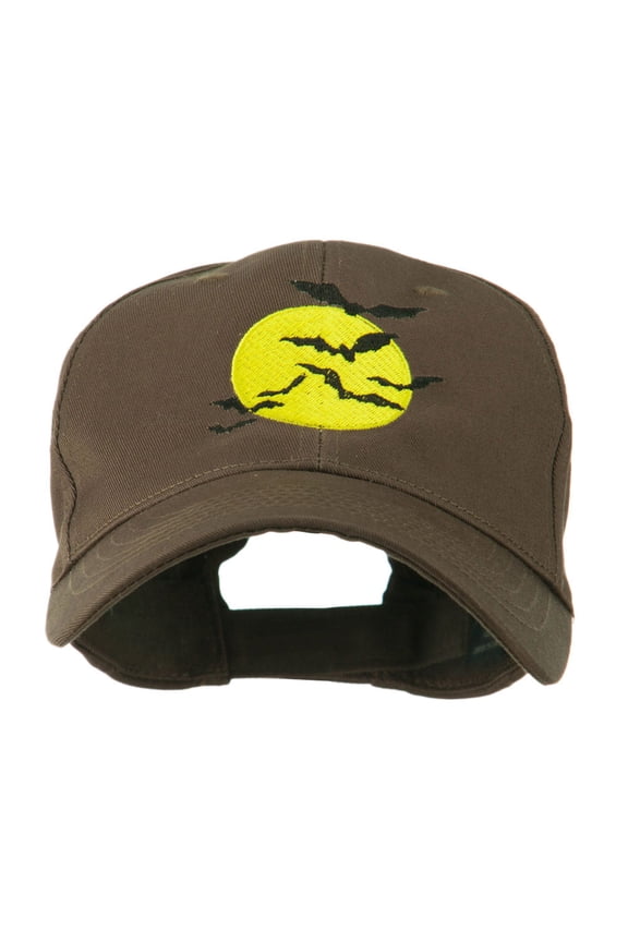 Flying Bats with Moon Embroidered Cap - Brown OSFM