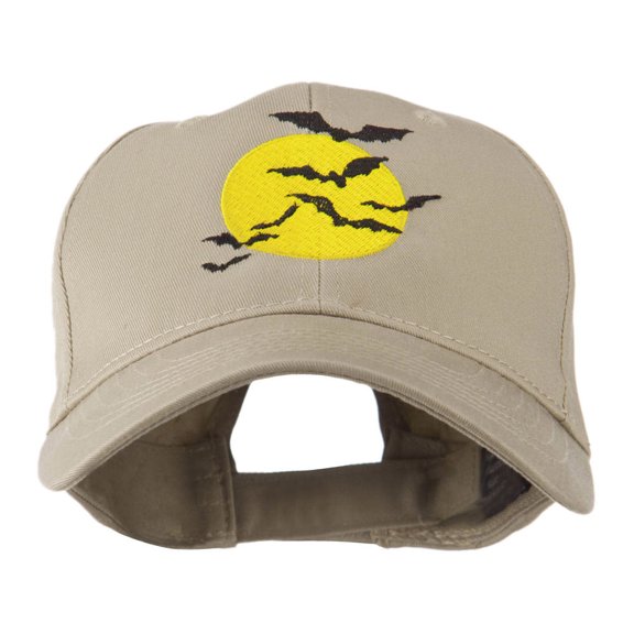 Flying Bats with Moon Embroidered Cap - Khaki OSFM