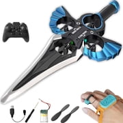 Flying Battle Sword, Gesture Controlled Stunt Rc Plane - 3 Speed Stunt Control Modes, Hand Wave/Controller Mode Remote Flying Sword Gravity Sensing Drop-Proof Frame for All AgesBlue DP