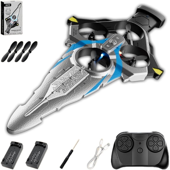 Flying Battle Sword, Gesture Controlled Stunt Rc Plane - 3 Speed Stunt Control Modes, Hand Wave/Controller Mode Remote Flying Sword Gravity Sensing Drop-Proof Frame for All Ages(Silver SP)