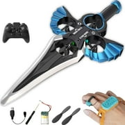 Flying Battle Sword, Gesture Controlled Stunt Rc Plane - 3 Speed Stunt Control Modes, Hand Wave/Controller Mode Remote Flying Sword Gravity Sensing Drop-Proof Frame for All AgesBlue DP