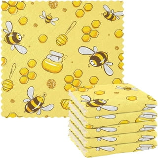 Bumble Bee Hand Dish Towels Set x3 Yellow Black Stripe Kitchen Decor  GLOBAL!