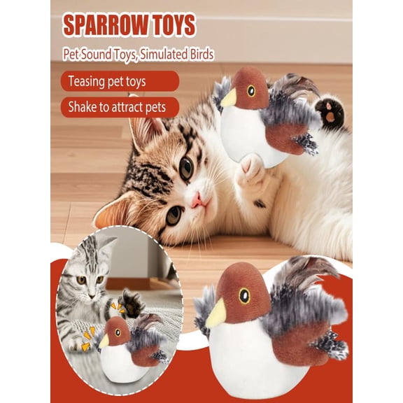 Flying Bird Cat Toy, 2026 New Simulated Chirping Flying Bird Cat Toy, Activated Kitten Interactive Cat Exercise Toys for Bored Indoor Adult Cats (Small Bird)