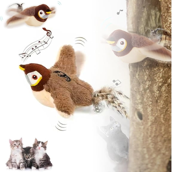 Flying Bird Cat Toys, 2026 Upgrade Interactive Chirping Flying Bird Cat Toy, Chirping Bird Cat Toy Flapping Wings, Flying Interactive Simulation Electric Cat Toy