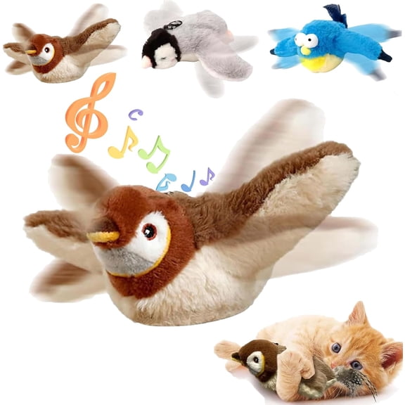 Flying Bird Cat Toys,Chirping Bird Cat Toy Flapping Wings, Rechargeable Realistic Bird Toy for Indoor Cats, Encourages Natural Hunting Instincts