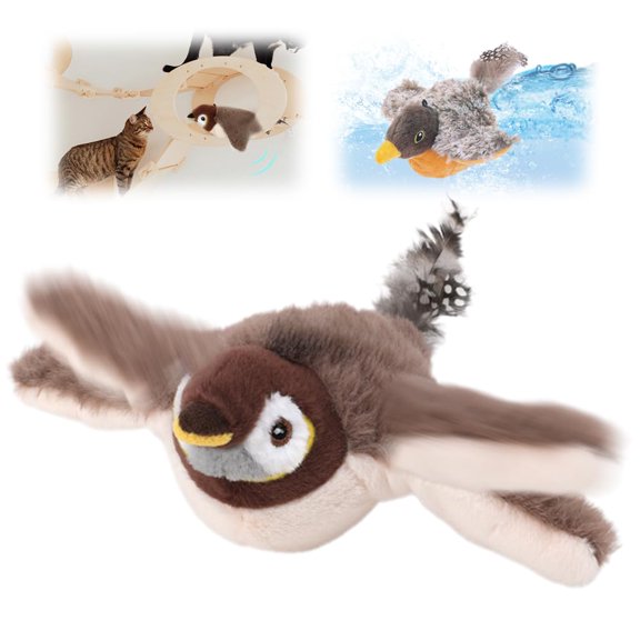 Flying Bird Cat Toys For Indoor, Flapping Bird Cat Toy, Simulated Chirping Bird Cat Toy, Soft, Durable, And Stretch-Resistant For Indoor Cats And Dogs