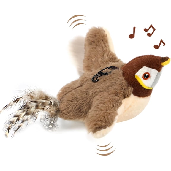 Flying Bird Cat Toys for Indoor, Touch Activated Chirping Bird with 3 Speed Modes, USB Rechargeable Interactive Catnip Kicker Toy with Motion Sensor for Indoor Cats, Kittens