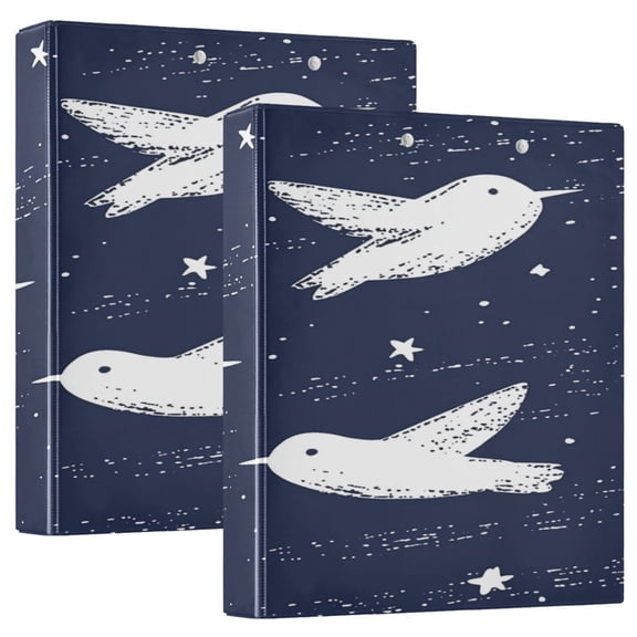 Flying Birds 12.4x10.6in PVC Round Ring Binder, D-Ring 3-Hole, Metal Clip, 200 Sheets