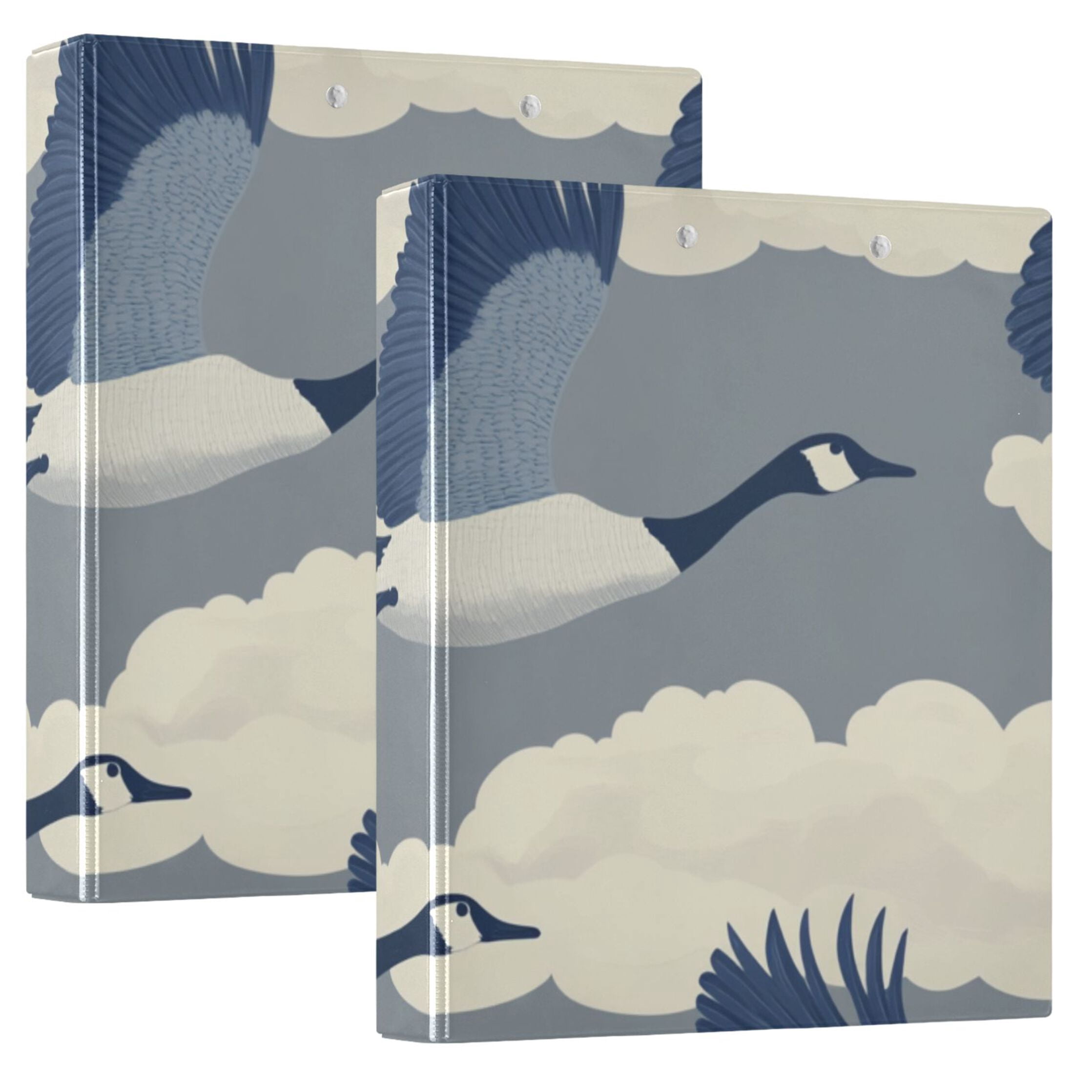 Flying Birds 3 Ring Binders 1.5 inch Hardcover File Folders with Interior Pockets A4 Size Organizer for School Office Hospital Set of 2