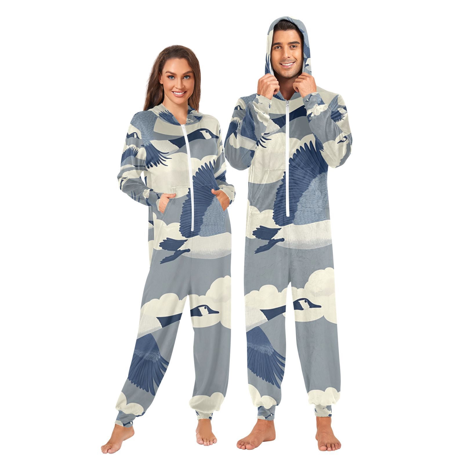 Flying Birds Adult Onesie Pajamas Slim Fit Christmas One Piece Suit Pjs ...