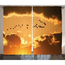 Ambesonne Bird Curtains 2 Panel Set, Flyingt Sunset Freedom, 108" x 90", Brown Yellow