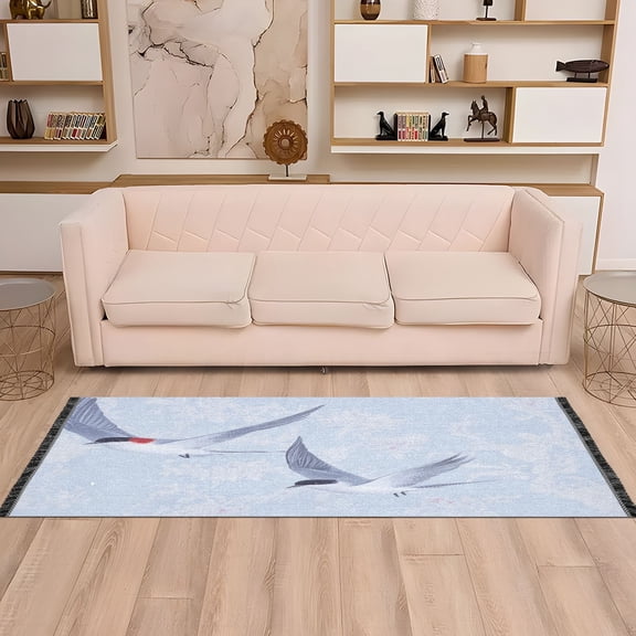 Flying Birds Design 72x23.5" Bedroom Runner Rug, Durable and Non-Slip for Hallways and Living Rooms