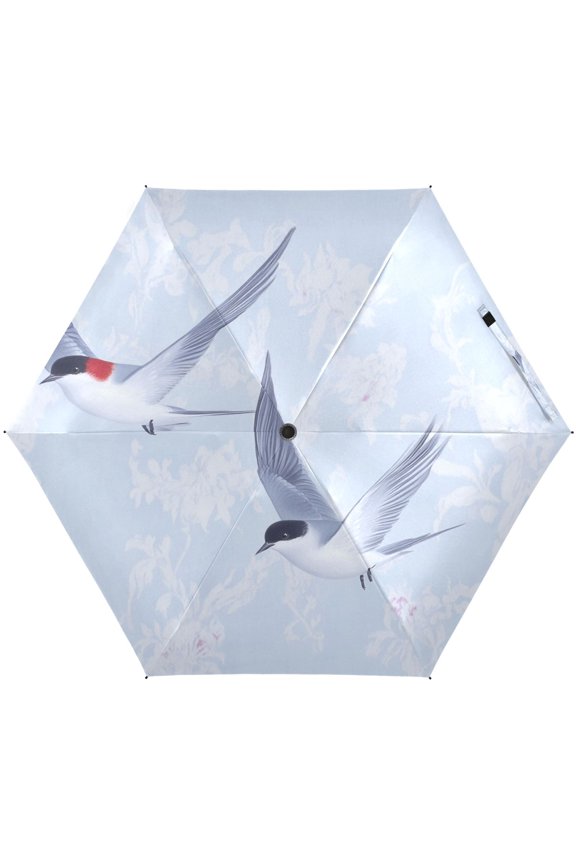 Flying Birds Design Umbrellas for Sun Auto Open Close UV50+ Waterproof 5-Fold Compact Fiberglass Frame