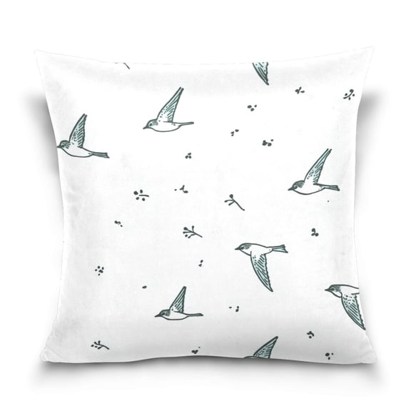 Flying Birds Pattern 16x16 Inch Plush Velvet Pillowcase Double Sided Print, Hidden Zipper