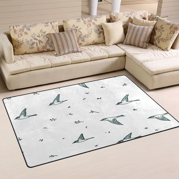 Flying Birds Pattern Soft Polyester Area Rug 31''x20'', Non Slip, Memory Foam, Water Absorbent