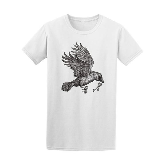 Flying Black Raven Carrying Key T-Shirt Men -Image by Shutterstock, Male Small