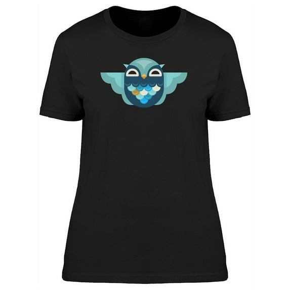 Flying Blue Owl Flat Style T-Shirt Women -Image by Shutterstock, Female Medium
