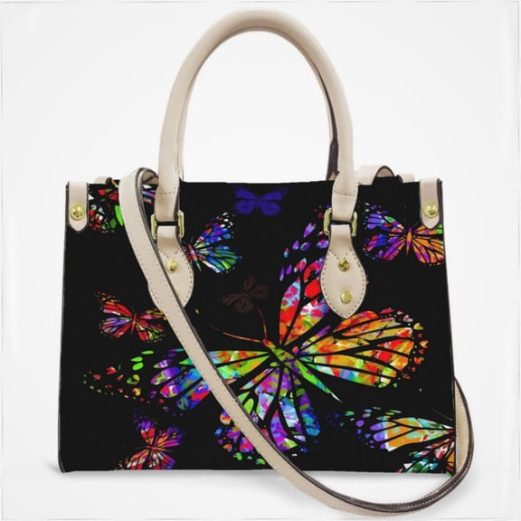 Flying Butterflies Watercolor Cross Body Bags For Women Small Leather Female Handbags Fashion Top-Handle Totes