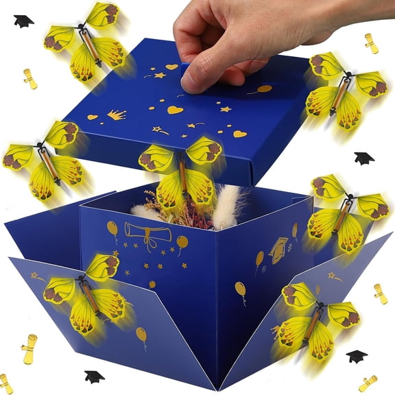 Flying Butterfly Explosion  Box, Birthdays  Exploding  Box with 4 count Flying Butterfly, DIY Exploding Fantasy Decor for Birthdays, Wildflower, Wedding, Valentine's Day