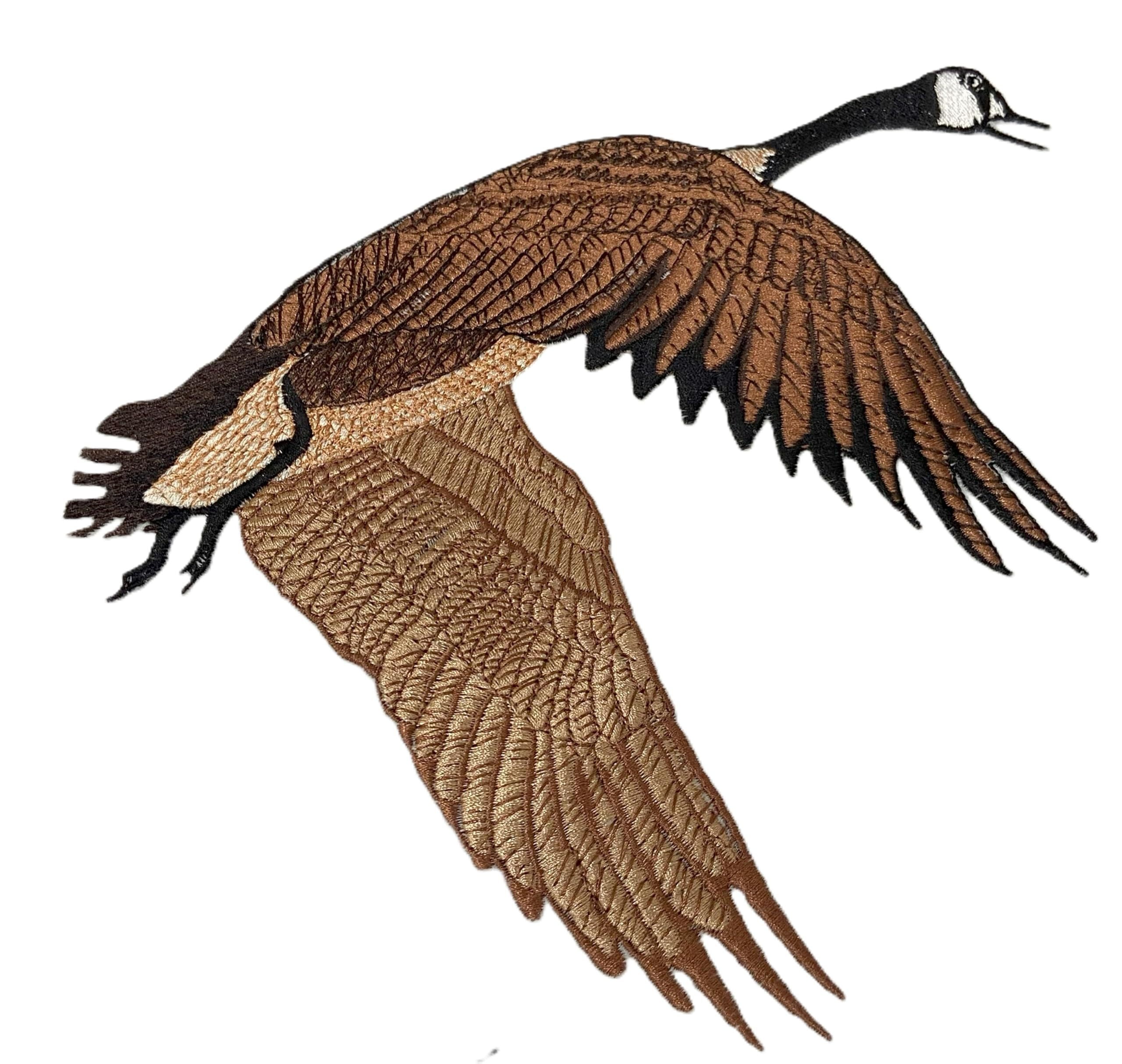 Flying Canada Goose Embroidered Iron On Patch â Applique for Jackets, Backpacks, DIY Crafts â (7.74" x 7.64") Sew On Patch for Clothing  Accessories