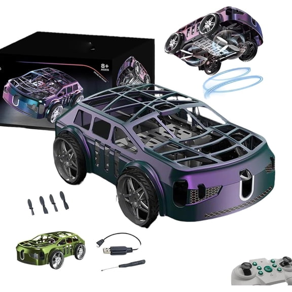 Flying Car Toy, Flying Remote Control Car, 2 in 1 Flying RC Cars Drone, Remote Control Quadcopter with Headless Mode, One Key Take Off/Landing, LED Lights, Easy To Fly Toy Drones