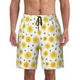 thumbnail image 1 of Flying Cartoon Bees Sunflower Pattern Men'S Beach Pants Quick Dry Short Swim Trunks With With Pockets And Mesh Lining Swimwear Beach Bathing Shorts Large, 1 of 1