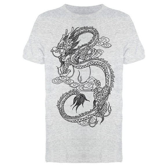 Flying Chinese Dragon Drawing  T-Shirt Men -Image by Shutterstock, Male x-Large
