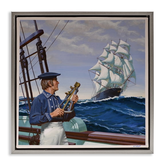 Flying Cloud Sailing Ship Gray Framed Floater Canvas Wall Art, design by Wind River Studios