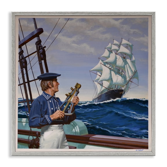 Flying Cloud Sailing Ship Gray Framed Giclee Art, design by Wind River Studios